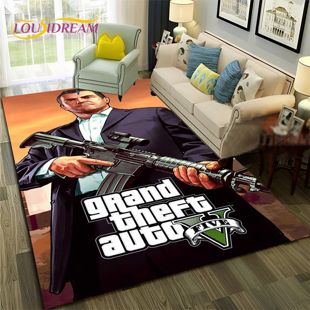 GTA 3D Spiele Grand Theft Auto Gamer Teppich Teppich für Zuhause Wohnzimmer Schlafzimmer Sofa Fußmatte Dekor, Kinderbereich Teppich Rutschfeste Bodenmatte