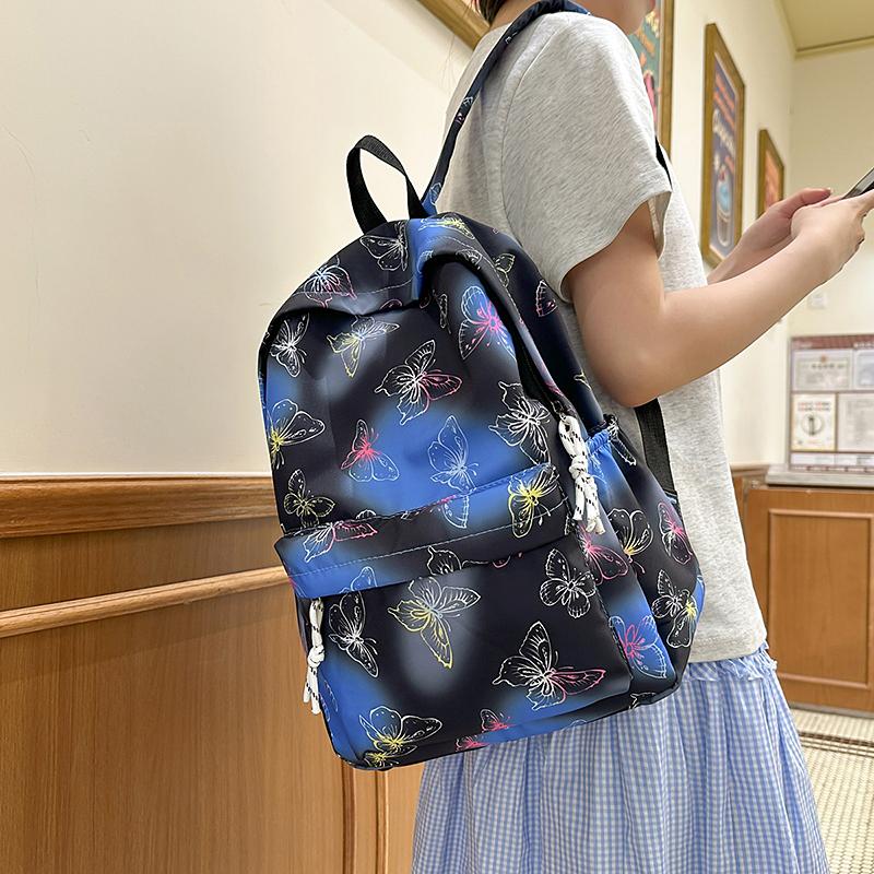 Butterfly Print Backpack Lightweight Backpack Large Capacity Campus Student Schoolbag