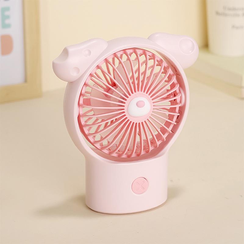 Taiwanese Style Portable Mini Desktop Fan - Three Speed, USB Rechargeable, with Cute Cheese Pet Design.