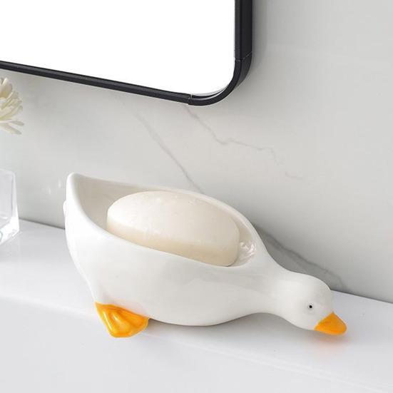 Duck-Shaped Soap Box Non-Slip Design Self-draining Easy to Clean Universal Soap Holder Bathroom Decoration