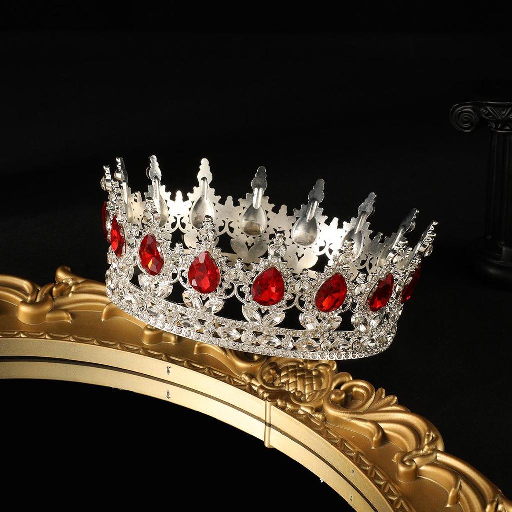 European-American Queen Crystal Alloy Round Crown Wedding Headdress