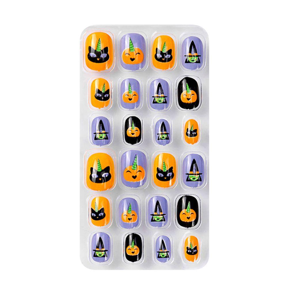 Barn Jul Negle Manikyr Tips Halloween Barn Falske Nails Press On Full Cover Selvklebende