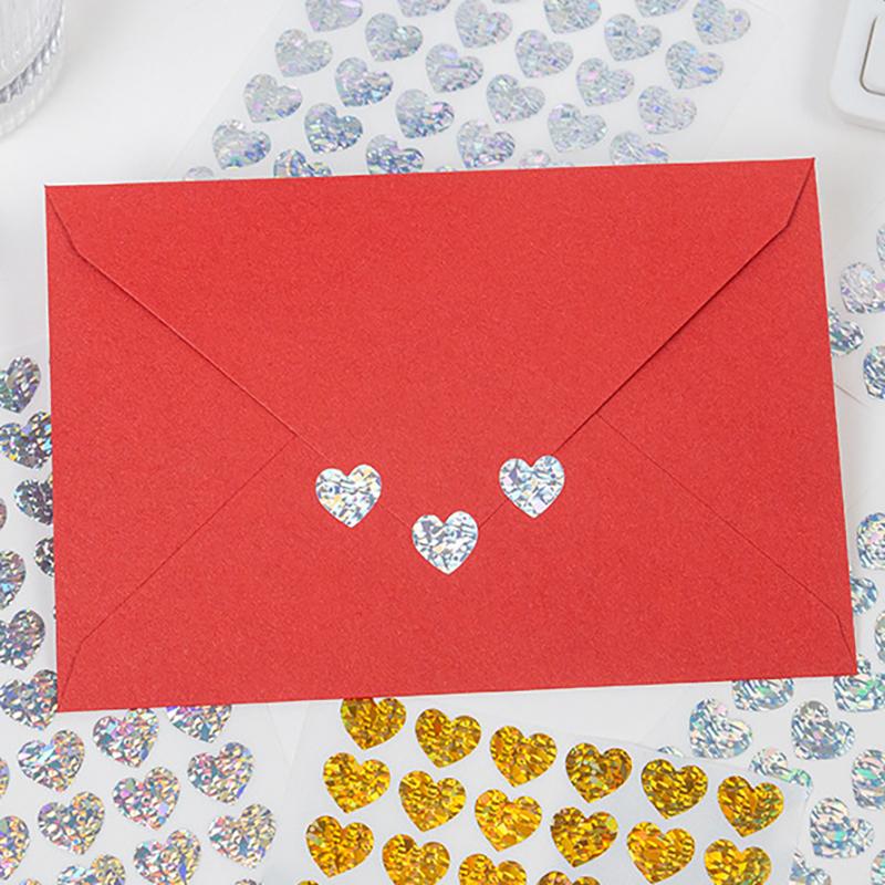 10 Sheets Laser Small Heart Stickers Glitter Shiny Red Gold Silver Valentine Stickers Diy Journal Diary Decoration Stickers
