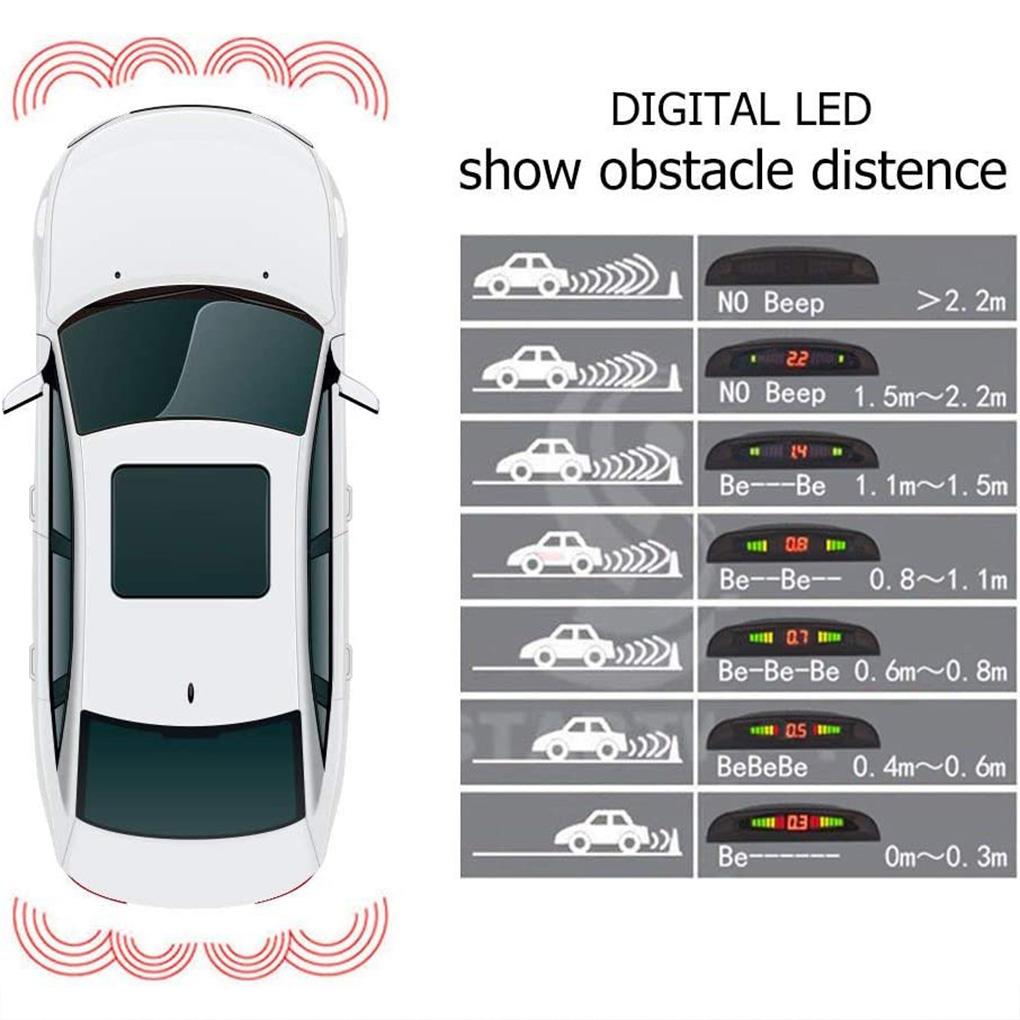Car Reversing Backup Radar Front and Rear Sensor LCD Sound Warning Buzzer