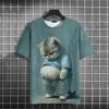Funny Fat Cat T-Shirt Kid's 3d Printed Animal T-Shirts Kids Casual Loose Short Sleeved Oversized Tops Summer Streetwear Tees