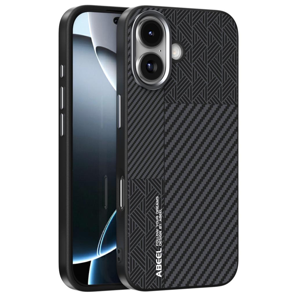 ABEEL For iPhone 17 Case PC+TPU+Aluminum Alloy+PU Leather Phone Cover Compatible with MagSafe