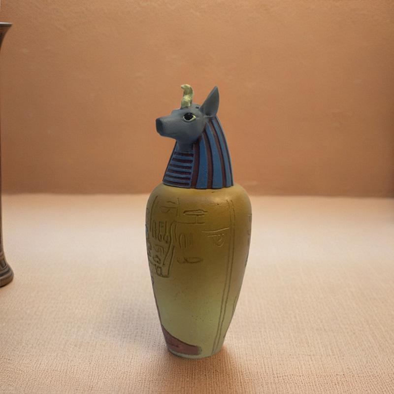 Ancient Egyptian Pharaoh sculpture Resin pottery jar Colorful Duamutov Family living room table bookshelf decoration