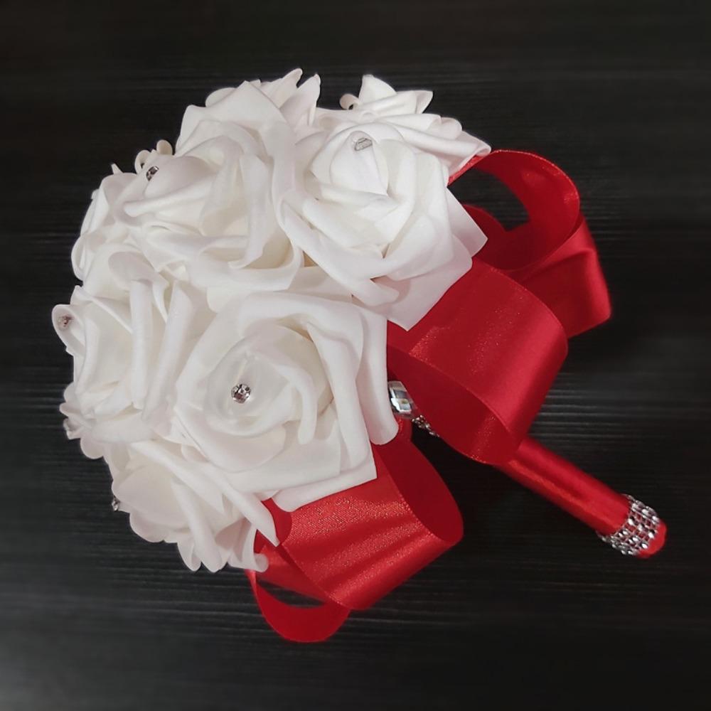 Romantic Bridal Wedding Bouquet Satin Artificial Rose Flower Rose Flower Bouquet  Bridal Wedding