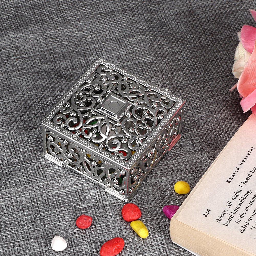 12pcs Square Hollow Plastic Gift Box Candy Boxes Wedding Birthday Party DecorationSilver