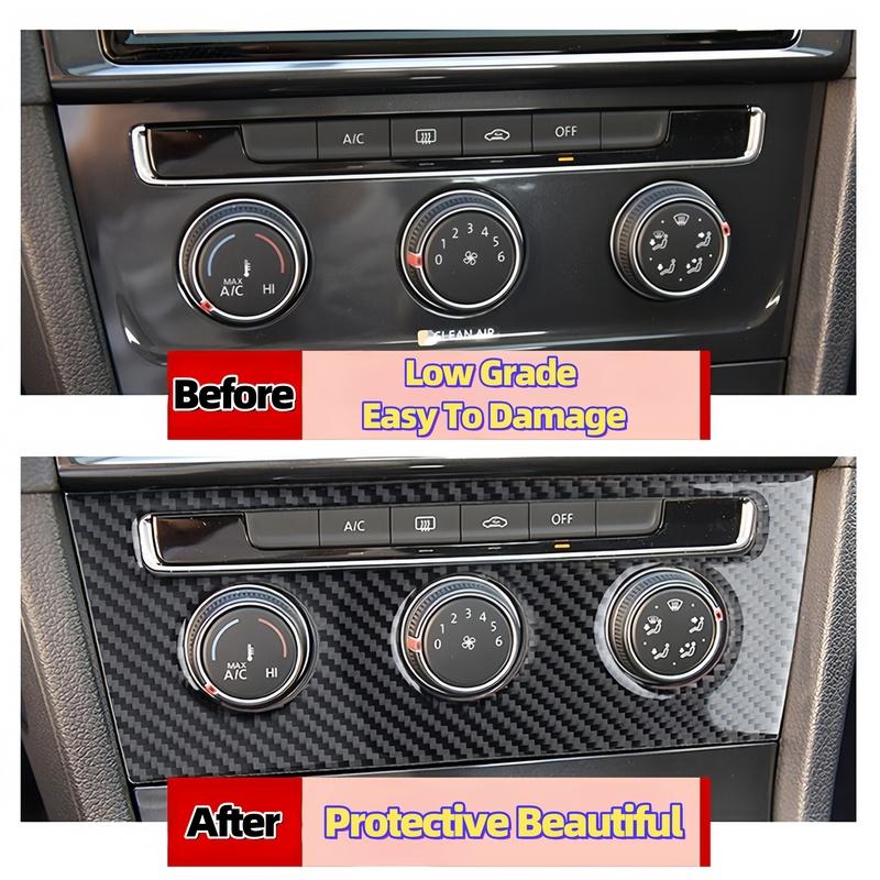 For VW Golf 7 GTI Mk7 14-19 Carbon Fiber Car Center Control Air Conditioning Control Panel Trim Cover Decor Sticker Auto Zubehör
