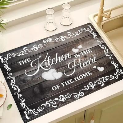 Non-Slip Rubber Backing Kitchen Placemats Heat Resistant Drain Mats Protect Countertopsl for Dining Room Kitchen Tables