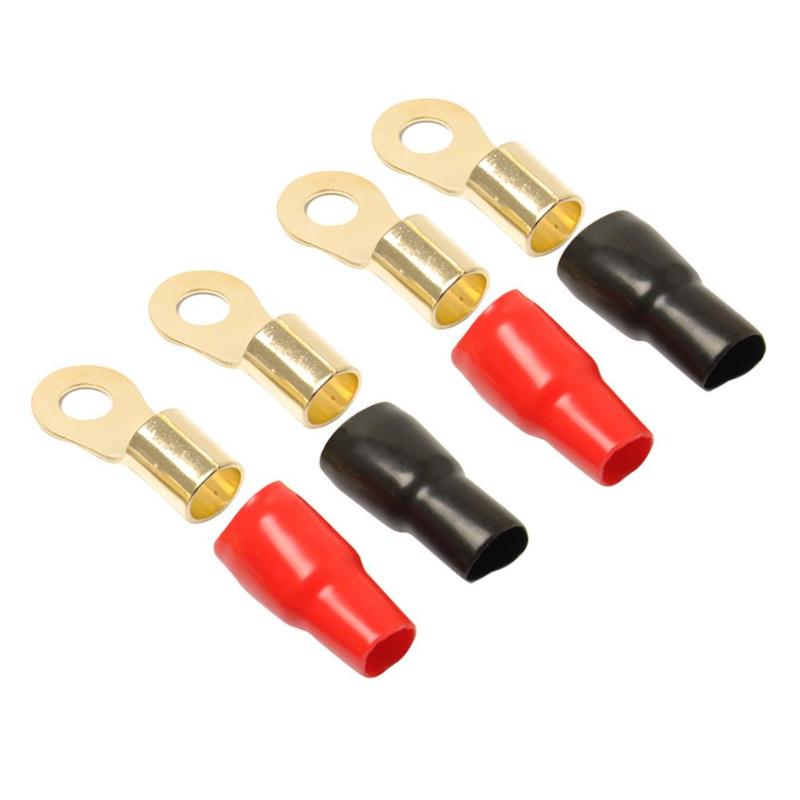 Terminales de horquilla de calibre 4 Par Rojo Negro 2 terminales