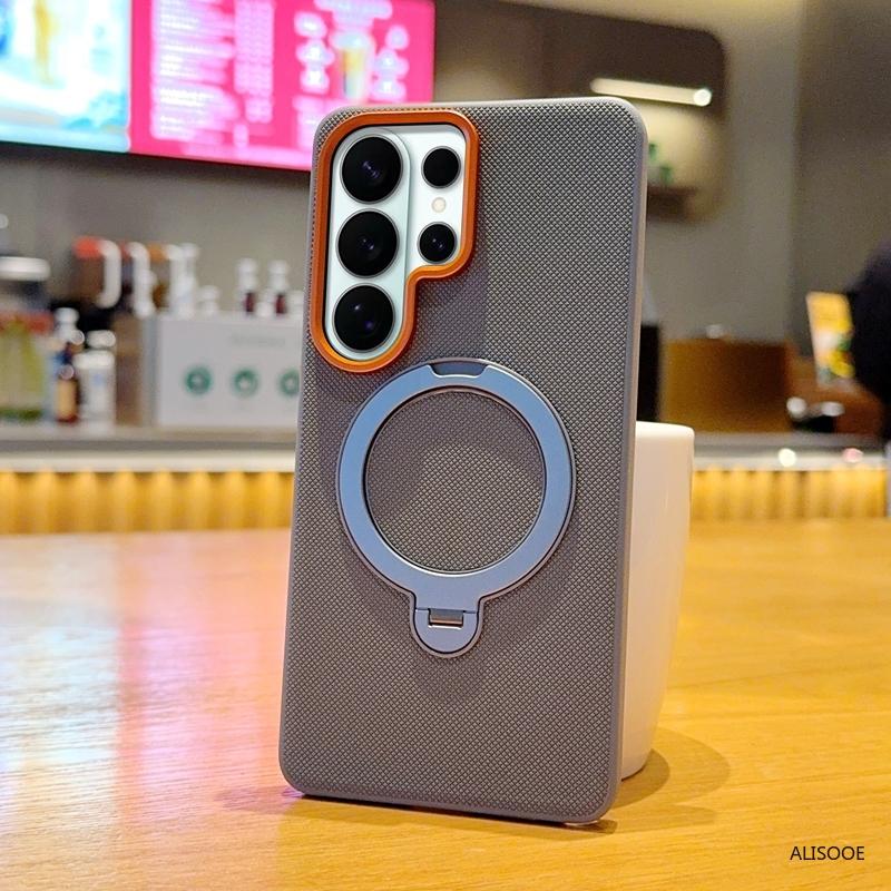 For Samsung Galaxy S26 Ultra S26 Edge S25 S24 Plus Case Magnetic Ring Holder Metal Lens 360° Rotating Ring Stand Protection Capa
