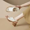 Fashion New Split Leather Summer Sandals Round Toe Sandals for Women High Heels Fashion Chunky Heels Sandal Platform Shoes Ladies Shoes