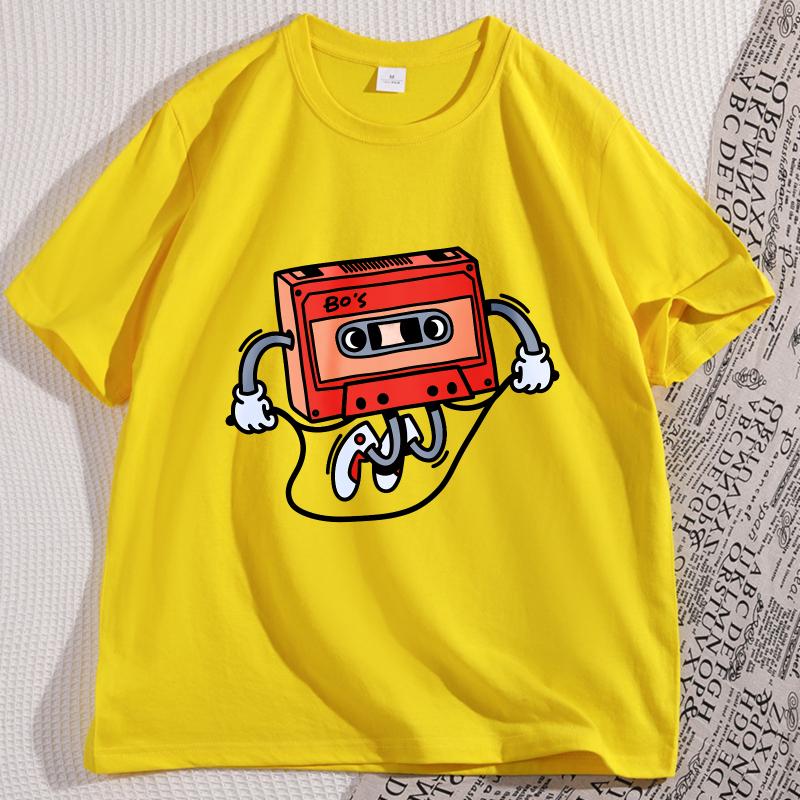 Tape Cassette Tape Oversized TShirt Men Women Vintage Funny Graphic T Shirts Cotton Short Sleeve Round Neck Tees Streetwear