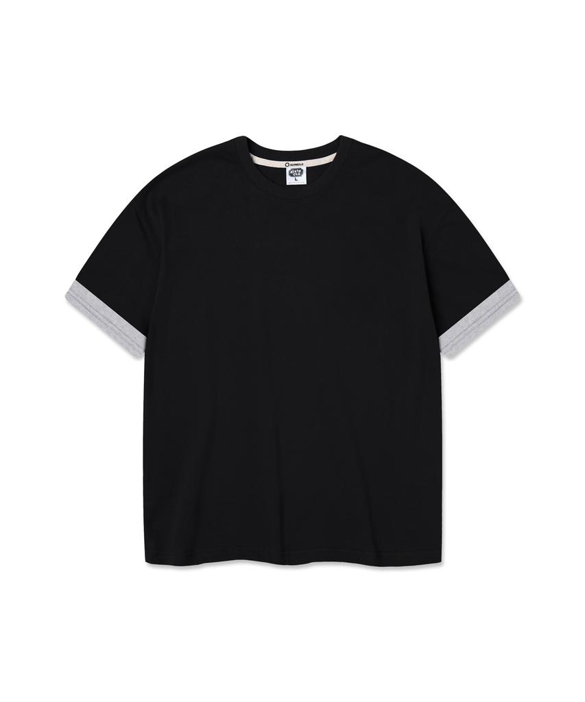 ALVINCLO Plain Color Block Roll-Up Short Sleeve Tee Ast3682 (4 Colors)
