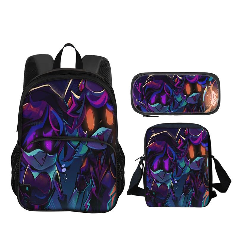 Murder Drones Round Front Bag Backpack Pen Bag Shoulder Bag 3Pcs Set Versatile  Boy or Girl School Birthday Best Gift