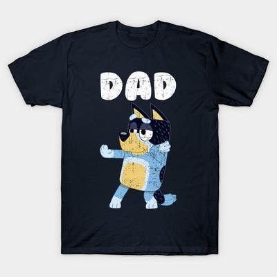 Herren Schwarzes Print-T-Shirt Vintage - Neues Bluey Dad No-Cut Transferpapier Druck Baumwoll-T-Shirt
