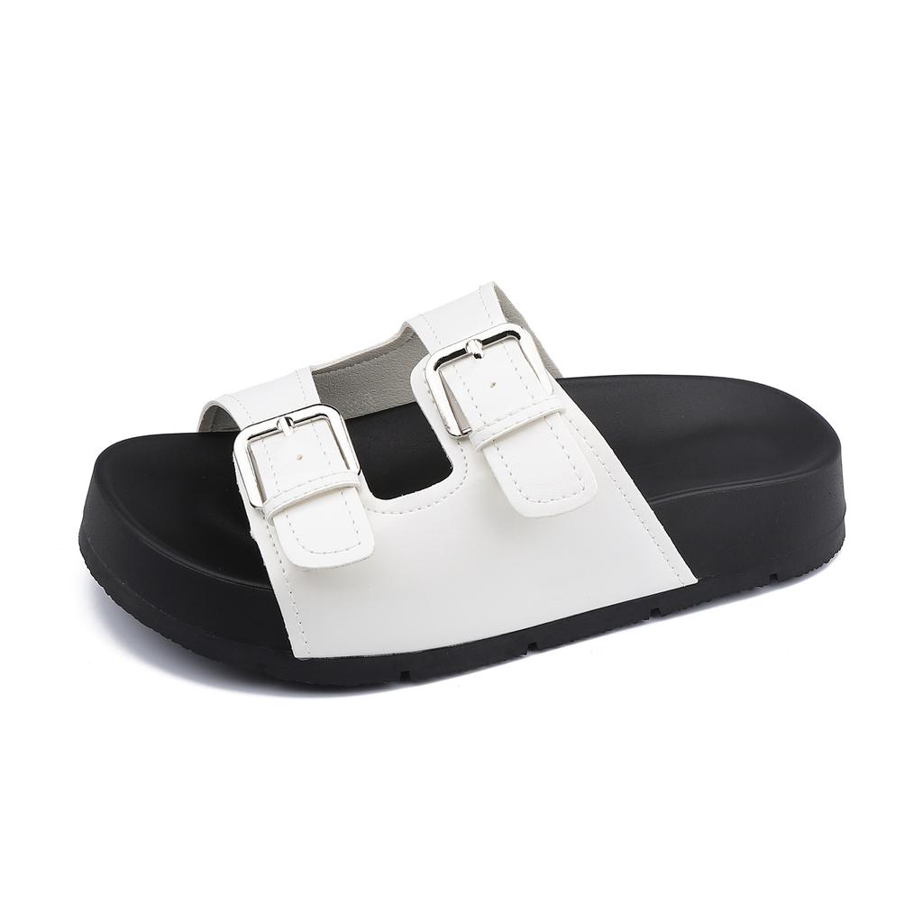 Grape mother summer new thick-soled slippers women's wear high-end temperament double-row one-word with retro Boken sandals