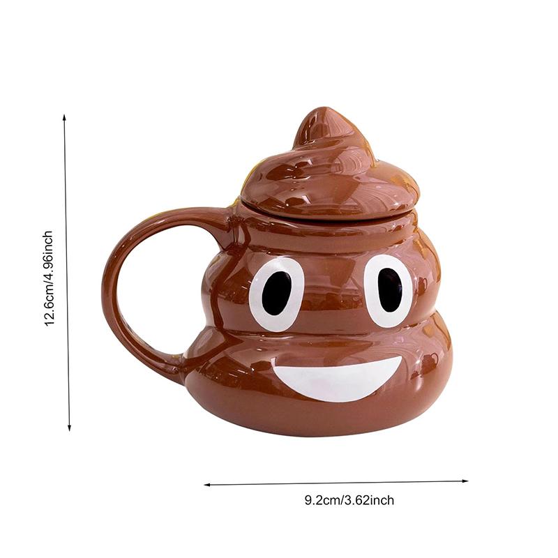 500ml Lustige Kacktasse Neuheit Keramiktasse mit Deckel Braune Kackförmige Kaffeetasse Urkomisches Trinkgeschirr Tasse Ideale Geschenke für Freunde