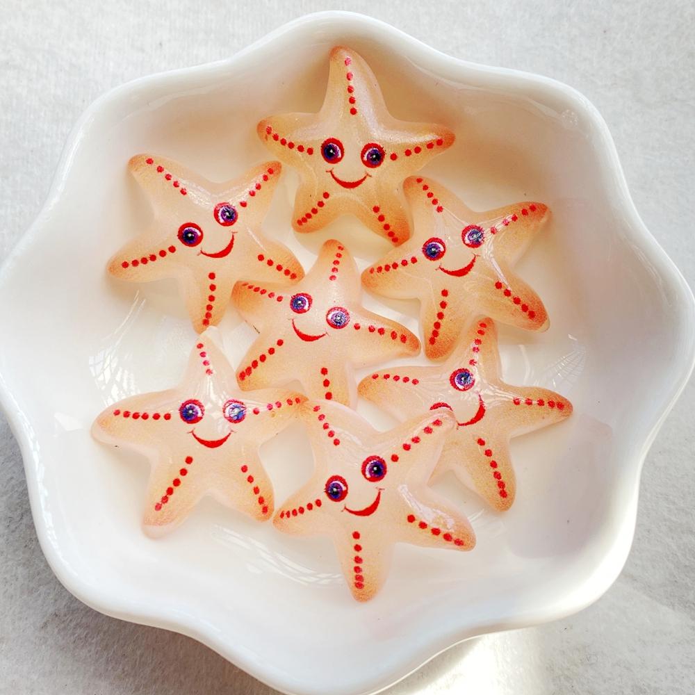 10pcs Cute Colored Crab, Starfish, Octopus, Series Resin Doll Crafts Flat Bottom Corner Jewelry Making Hair Accessories