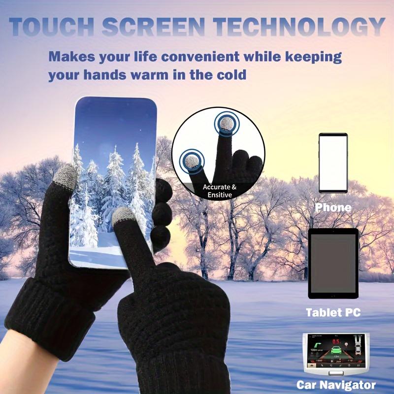 4pcs Winter Gloves - Ultra Warm, Stretch Knit with Soft Palm, Non-Slip Grip, Windproof and For Outdoor Activities