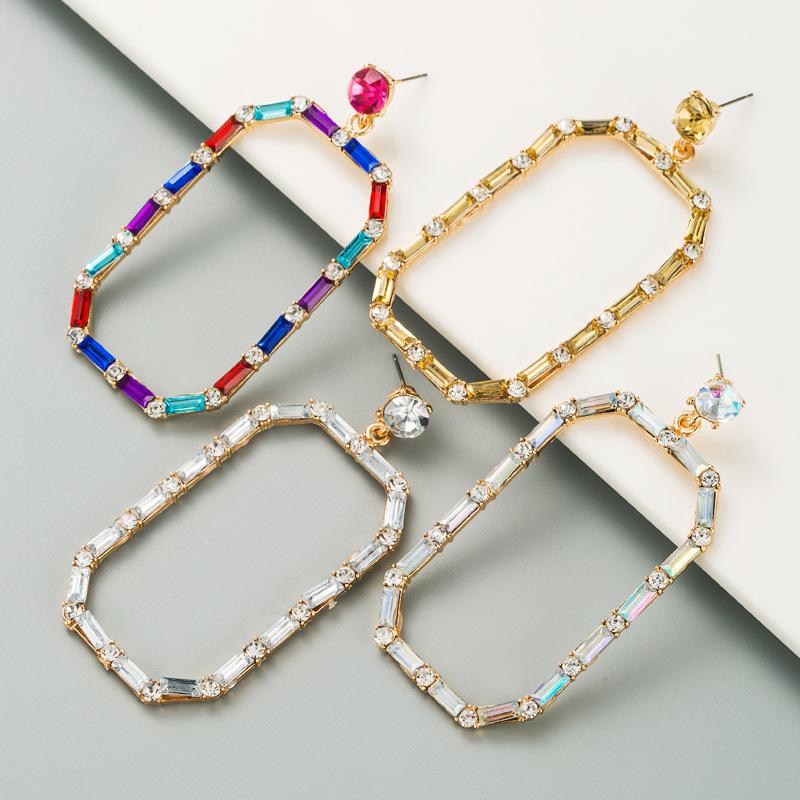

Trendy Geometric Square Rhinestone Drop Earrings