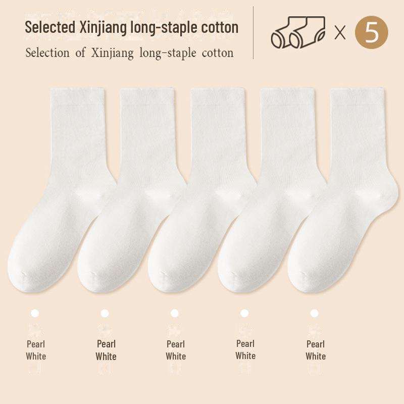 Women's Pure Cotton Non-Slip Breathable Mid-Tube Socks - Anti-Pilling & Antibacterial