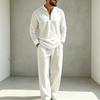Men's Linen Two Piece Set Long Sleeve Shirt and Pants Casual Loose Fit Outfit