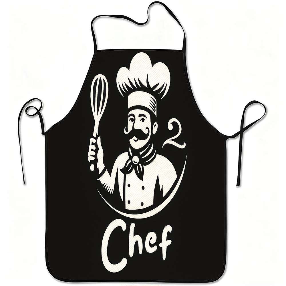 1pc Cooking Apron Featuring a Whisk Design - Made from Durable, Easy-To-Clean Polyester, with an Adjustable Waistband, Perfect f