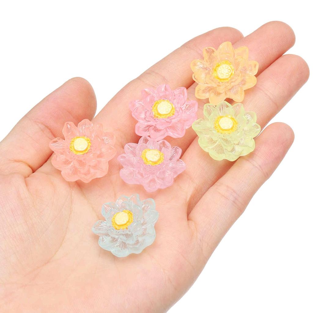 CoCud Mini Resin Flowers, 0.94 Inch Diameter, Miniature Lotus Flowers for Dollhouses, Colorful Color Scheme - (Uses: Fairy Garden, Dollhouse, Party