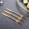 Stainless Steel Fruit Fork Tableware Two-tine Fruit Stick Long Handle Food Picks Small Toothpick Kitchen Accessories