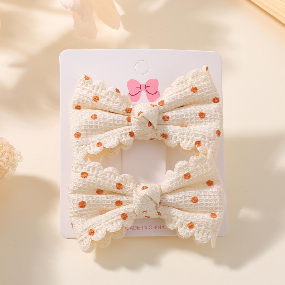 2pcs/set Cute Cotton Plaid Flower Prints Bow Hair Clips Baby Girls Summer Bowknot Hairgrips Barrettes Headwear Hair Accessories
