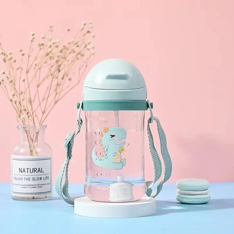 350ml Baby Bottles Drinking Cup Feeding Bottle with Straw Gravity Ball Wide-Caliber Kids Drinking Milk Water Dual-Use Bottle Hot