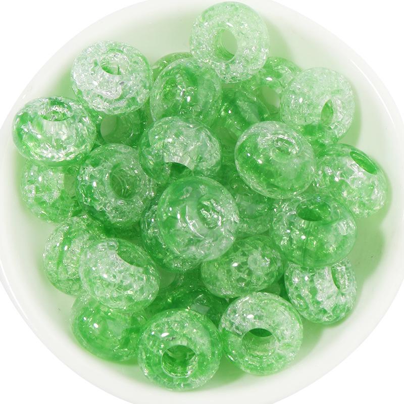 50 Acrylic Two-Color Crackle Crystal Large Hole Beads - Spring Color Spacer for DIY Bracelets