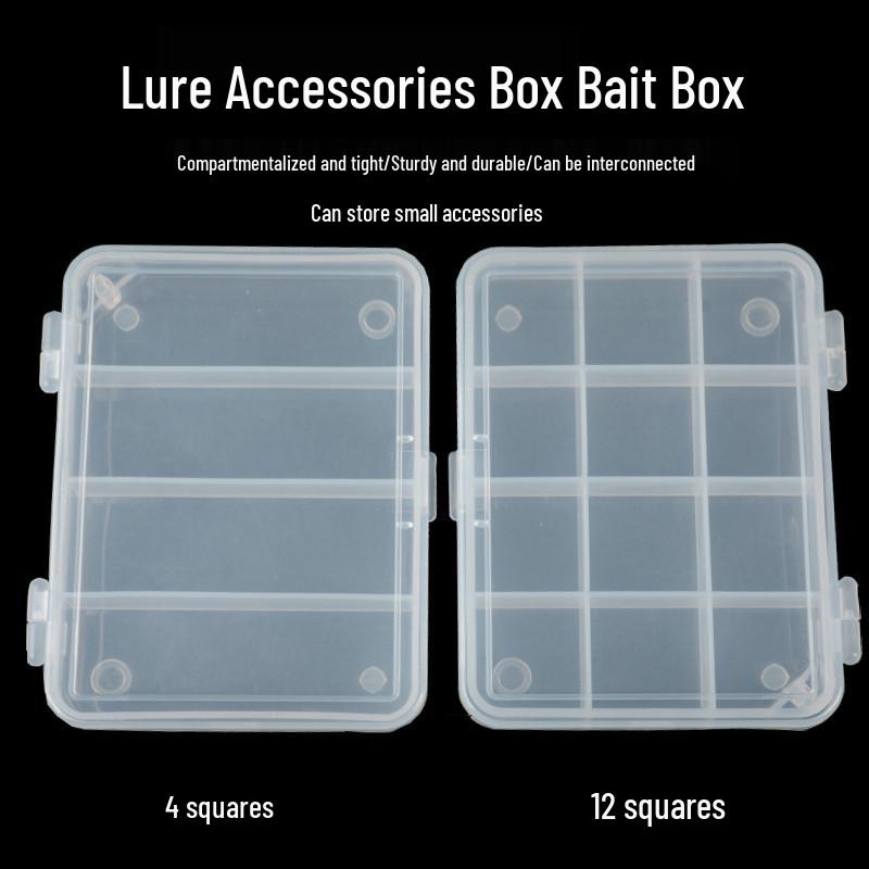 4-Compartment & 12-Compartment Transparent Plastic Fishing Tackle Storage Box for Lures and Bait