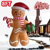 8FT Christmas Inflatable Gingerbread Man Toy With Gift Pack LED Light Used For Indoor Outdoor Courtyard Lawn Garden Decoration
