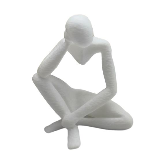 3D Printed Thinker Style Abstract Sculpture, Meditator Statue Collectible Figurines, Home Office Bookshelf Desktop Decor