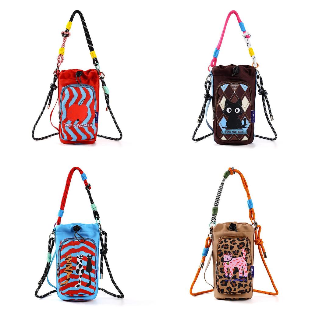 Nylon Cute Cat Shoulder Bag With Striped Design For Daily Casual Use