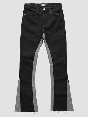 Jeansy American Design z kontrastowymi ściegami i frędzlami: Modne spodnie typu slim fit flared dla mężczyzn i kobiet