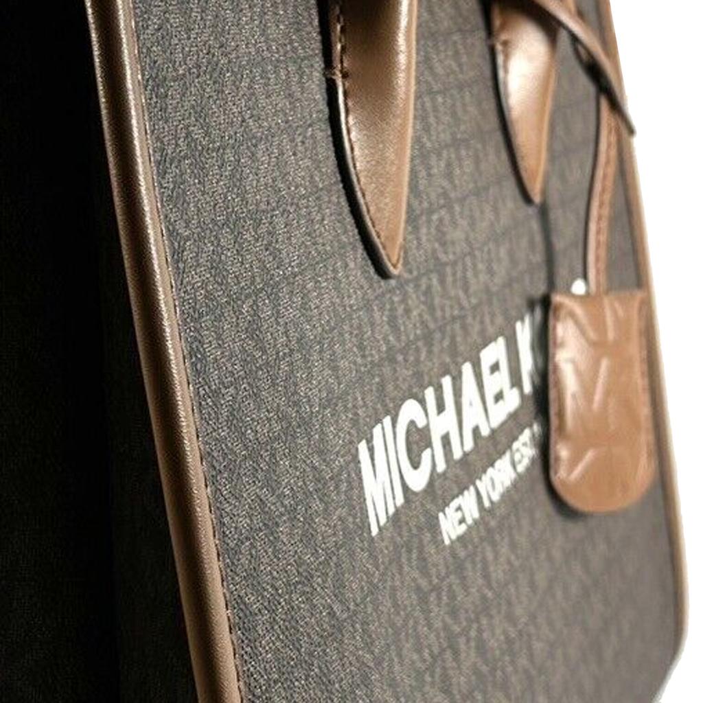 Michael Kors MK Mirella Monogram Print Detachable Shoulder Strap Tote Bag Women tote Brown 35F2G7ZT3B-BROWN