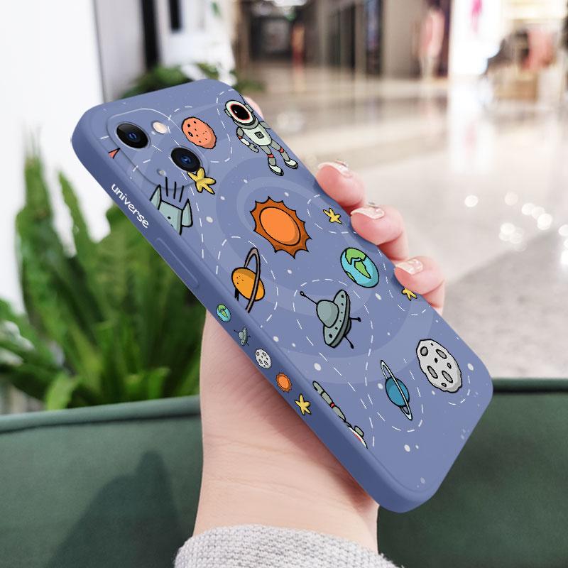 

Great Astronaut Phone Case For iPhone 16 16e 15 14 13 12 11 Pro Max Mini X XR XS MAX Plus Cover iPhone 15 Plus світло-синій колір