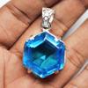 NATURLIGT Hänge Blå Topas 925 Sterlingsilver Fancy 68,50 Ct Ädelstenar CERTIFIERAT my-396-k