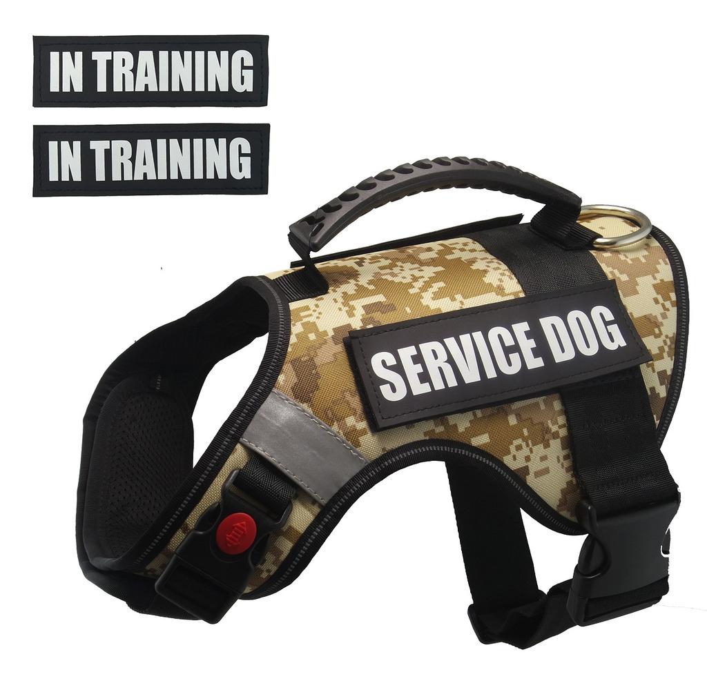 Military Training Style Nylon Pet Harness, Camouflage Dog Harness, Reflective Patches, Dog Collar, NoPull Rubber Handle