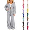 Women's 2 Piece Casual Zip-Up Cardigan and Long Pants Set with for Fall Winter