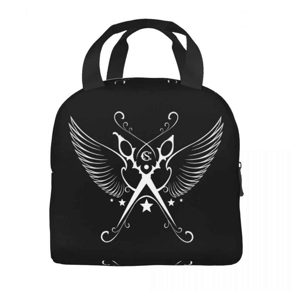 Custom Hairdresser Angel Cutting Insulated Lunch Bag for Women Waterproof Barber Hairstylist Thermal Cooler Bento Box Travel