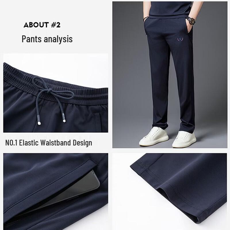 Men's Summer Silk-Blend Polo T-Shirt & Casual Pants Set