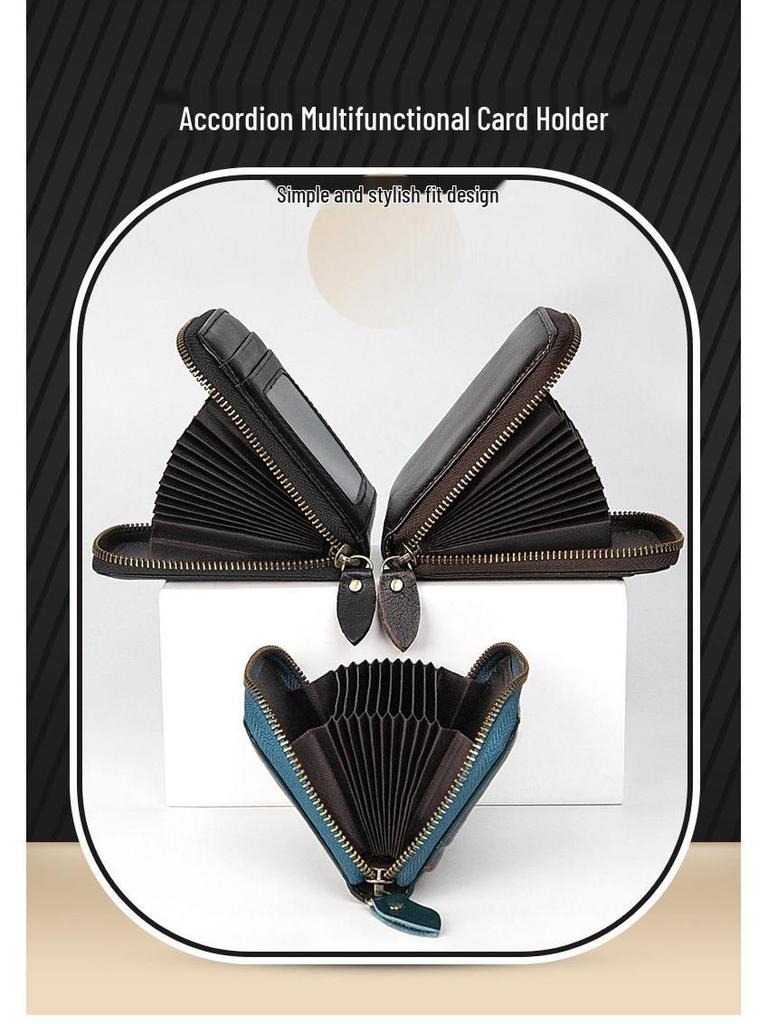 Jiameida Herren Retro Leder Schlüssel- und Münzbeutel mit Reißverschluss - Großes Fassungsvermögen Kartenhalter