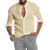 New Men's Fashion Casual Solid Color Shirt Pullover Button Linen Cotton Comfortable Daily Top Long Sleeve Shirt