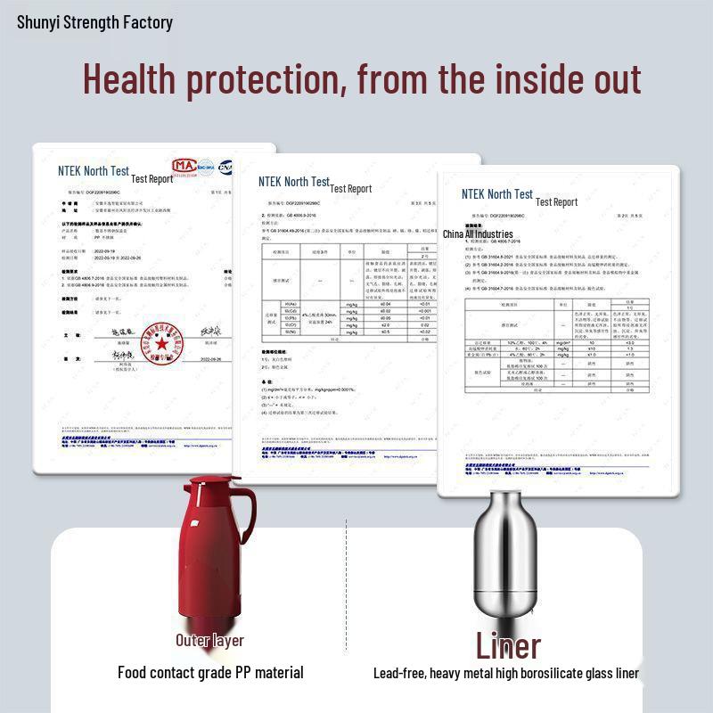 Large Capacity Red Glass Liner Thermos for Weddings, Office, and Home